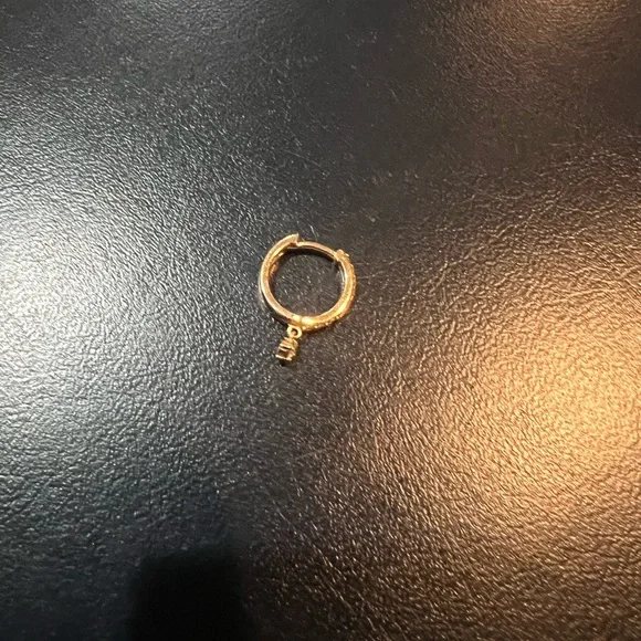 14k Solid Rose Gold and Natural Diamonds Huggie Hoop - single - Picture 9 of 9